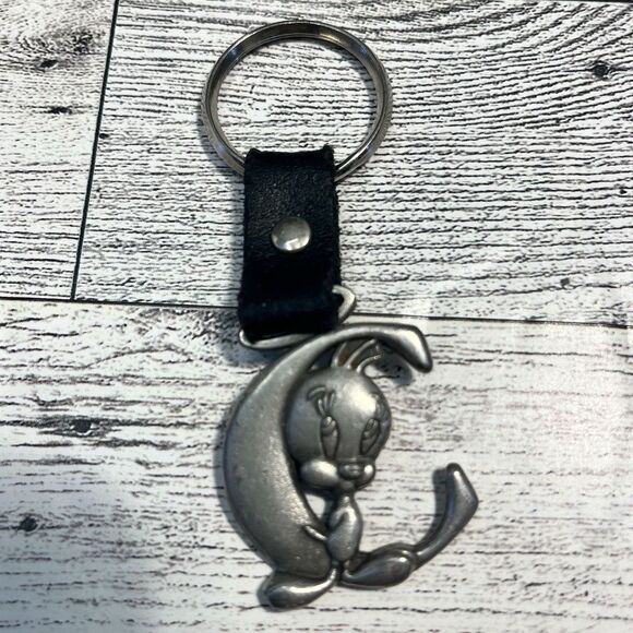 Tweety Bird Initial C Keychain Licensed Warner Bros 2000 Collectible Pewter - Picture 1 of 7